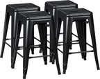 Furmax 24 Inch Metal Bar Stools Set of 4, Counter Height Bar Stools Height High by Furmax