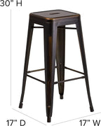 Flash Furniture Kai Commercial Grade 4 Pack 30" High Backless Distressed Copper - Image 3