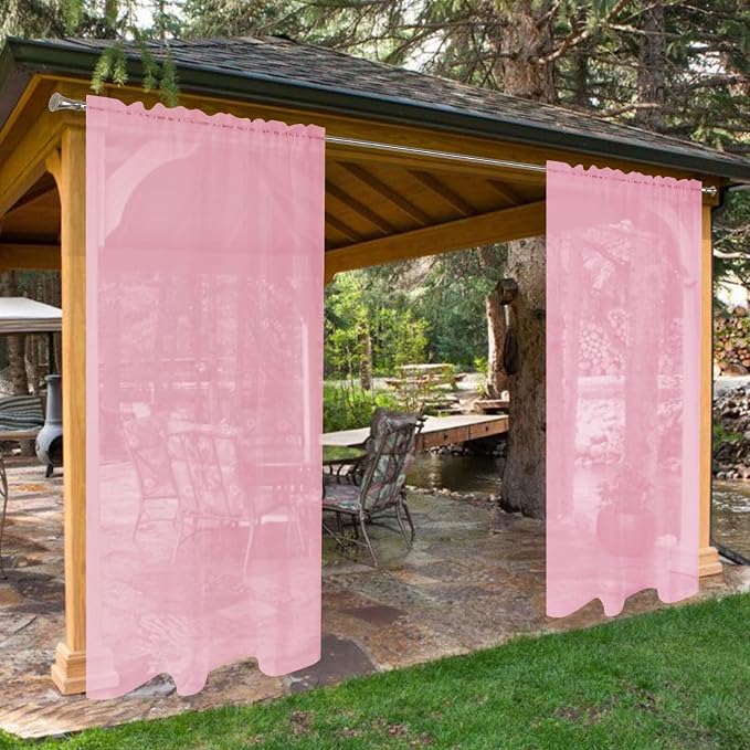 SpaceDresser Waterproof Outdoor Sheer Curtains by SpaceDresser
