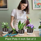 Self Watering Pots, 3 Pack 4 Inch Clear Plant Pot Self Watering Planter Flowers - Image 8
