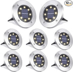 LYHOPE Solar Ground Lights Outdoor, 8 Pack 8 LED Solar Disk Lights Waterproof by LYHOPE