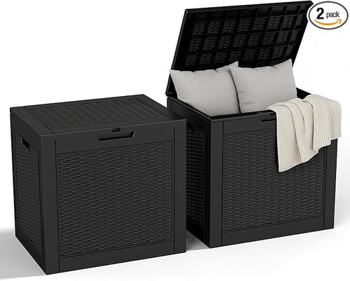 32 Gallon Outdoor Storage Box, Large Resin Deck Box by Unknown
