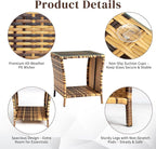 Wicker Rattan Side Table, Outdoor Square Rattan Coffee End Table - Image 4