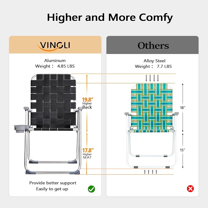 VINGLI Aluminum Patio Lawn Chairs Folding Set of 2 - Image 5