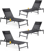 4 Pack Foldable Chaise Lounge Chair by HOMELYM