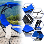 Giantex Hanging Chaise Lounger Chair, Arc Stand Porch Swing Chair w/Canopy - Image 5