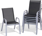Patio Chairs Set of 6, Easily Set Up Stackable Outdoor Dining Chairs by Dovov