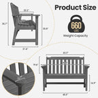 Ciokea 49" Heavy Duty Outdoor Bench, HDPE Weatherproof Porch Benches, Durable - Image 2