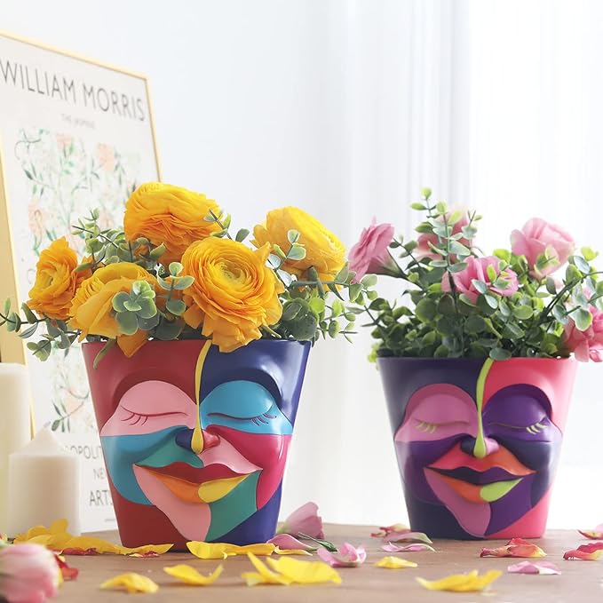 GUGUGO Abstract Rainbow Head Planter, Graffiti Face Planters Pots - Image 5