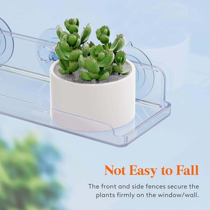 Lifewit Window Plant Floating Shelves 14.6x3.6, 2 Pack Acrylic Suction Cup Shelf - Image 5