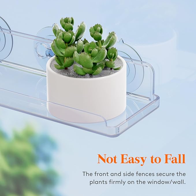 Lifewit Window Plant Floating Shelves 14.6x3.6, 4 Pack Acrylic Suction Cup Shelf - Image 7