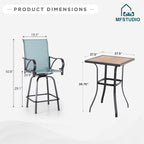 MFSTUDIO 5 Piece Outdoor Swivel Bar Set, Outdoor Bar Table and Chairs Set - Image 8