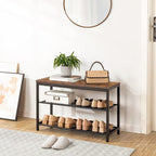 HOOBRO Shoe Bench, 3-Tier Shoe Rack, Industrial Shoe Organizer Storage Bench - Image 5
