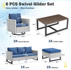 Belord 6 Piece Outdoor Furniture Patio Wicker Sofa Set, Oversize Outdoor Swivel - Image 2