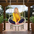 Sorbus Stylish Boho Swing Chair - Image 6