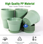 WOUSIWER 16 Pack 6 inch Plastic Planters, Plastic Indoor Planter Flower Pots - Image 4