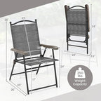 Giantex Set of 2 Patio Folding Chairs, Outdoor Patio Dining Chairs w/Armrest - Image 3