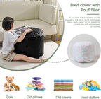 HIGOGOGO Round Stuffed Pouf Ottoman, Pu Leather Poufs - Image 3