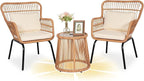 3 Piece Outdoor Wicker Furniture Bistro Set, Rattan Chairs Conversation Sets - Image 2