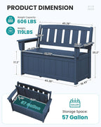 SERWALL HDPE Outdoor Storage Bench, All-Weather, UV-Resistant Deck Box - Image 3