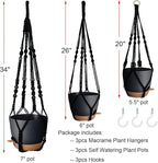 3 Pack Self Watering Hanging Planters Macrame Plant Hangers - Image 5