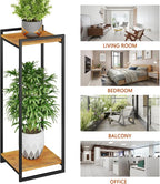 2-Tier Plant Stand Indoor, Rustic Brown - Image 6