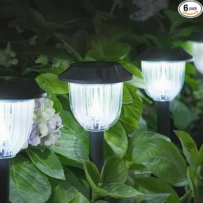 AOSEA LED Solar Lights for Outside, 12000K 6 Pack Solar Lights Outdoor IP65 by AOSEA