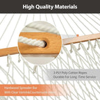 Outdoor Double Hammock with Hardwood Spreader Bars, Large Rope Hammock with - Image 5