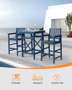 HDPE Outdoor Bar Table, All Weather HDPE High Top Pub Table, Square HDPE Patio - Image 6