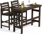SERWALL Outdoor Bar Table and Chairs Set, Adirondack Bar Chairs Set of 2 and by SERWALL