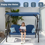 800LBS Patio Swing with Canopy 3 Seat Outdoor Porch Swing with Stand w/Cup - Image 7