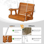 VINGLI Heavy Duty 440 LBS 1-Person Wooden Patio Porch Swing - Image 3