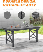 HDPE Outdoor Dining Table, 66.9” Rectangle Patio Dining Table - Image 8