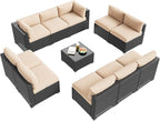Aoxun Patio Furniture Set, 11 Piece Outdoor Sectional Sofas - Image 9