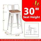 WENTMENT Bar Stools Set of 4 Counter Height Bar Stools Metal Barstools - Image 3