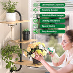 YUOROS Window Plant Shelves, 3-Tier Rotating Plant Shelf Stand, Indoor Metal - Image 4