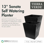 Tierra Verde 2-Pack Indoor & Outdoor Self-Watering Square Planters - Image 2