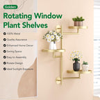 Rotating Window Shelves for Multiple Plants Indoor, 3-tier Metal Corner gold - Image 3