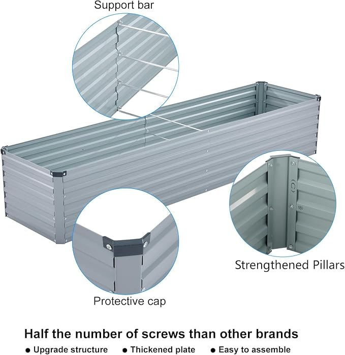 2 Pack 12x2x1FT Galvanized Raised Garden Beds Kit Outdoor Metal Gardening - Image 3