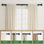 2 Pack Curtain Rods for Windows 66 to 120, 1 Inch Black Adjustable Heavy Duty - Image 5