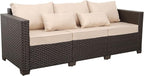 Outdoor Furniture Couch 3 Seater Sofa Outdoor Brown Wicker Sofa Deep Seat High - Image 8