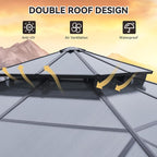 Aoxun 10'x10' Hardtop Gazebo, Outdoor Polycarbonate Double Top Canopy, Aluminum - Image 7