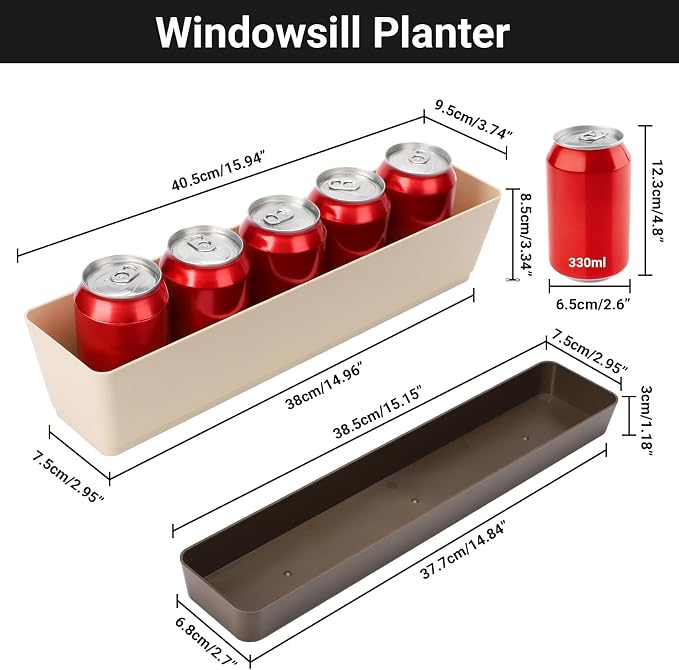 GREANER Indoor Windowsill Planter Boxes, 6 Pack 16 x3.8 Inch Rectangle - Image 2