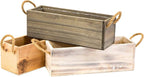 Wooden Planter Box with Handle I Rustic Whitewash I Plastic Liner l Garden - Image 6