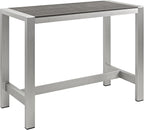 Modway Shore Aluminum Outdoor Patio 60" Rectangle Bar Table in Silver Gray by Modway
