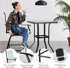 LEVELEVE Patio Bar Set 3pcs Swivel Bar Stools Outdoor Bistro Textilene - Image 4