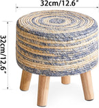 YMYNY Foot Stool Natural Seagrass Hand Weave, 12.6" Small Ottoman, Round - Image 3