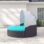 Modway Convene Wicker Rattan Outdoor Patio Retractable Canopy Round Poolside - Image 6