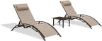 PURPLE LEAF Outdoor Chaise Lounge Chair Set of 3 Patio Pool Lounger Bronze - Image 9