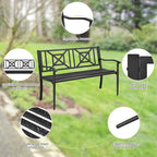 S AFSTAR Outdoor Garden Bench, Metal Porch Bench Seat - Image 5
